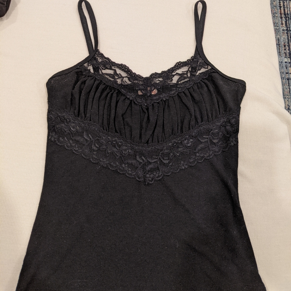 BOGO Toska Stretch Cami Tank w/Lace Panel Black